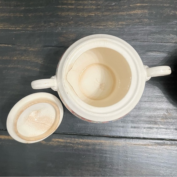 Antique Crown Potteries Co Creamer and Sugar Bowl Set  Pink Floral Design - Picture 9 of 16